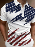 Men's Retro Flag Print Casual  Polo Shirt