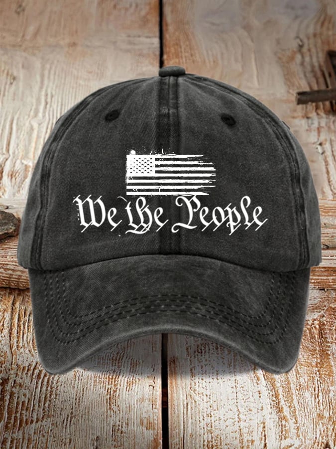 Unisex Distressed Washed Cotton Print Hat