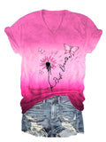 Women'S Just Breathe Breast Cancer Print Casual T-Shirt