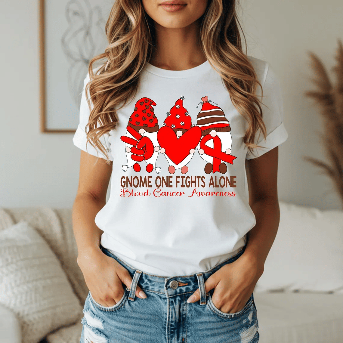 Blood Cancer Awareness Gnome Shirt, Gnome One Fights Alone Tee