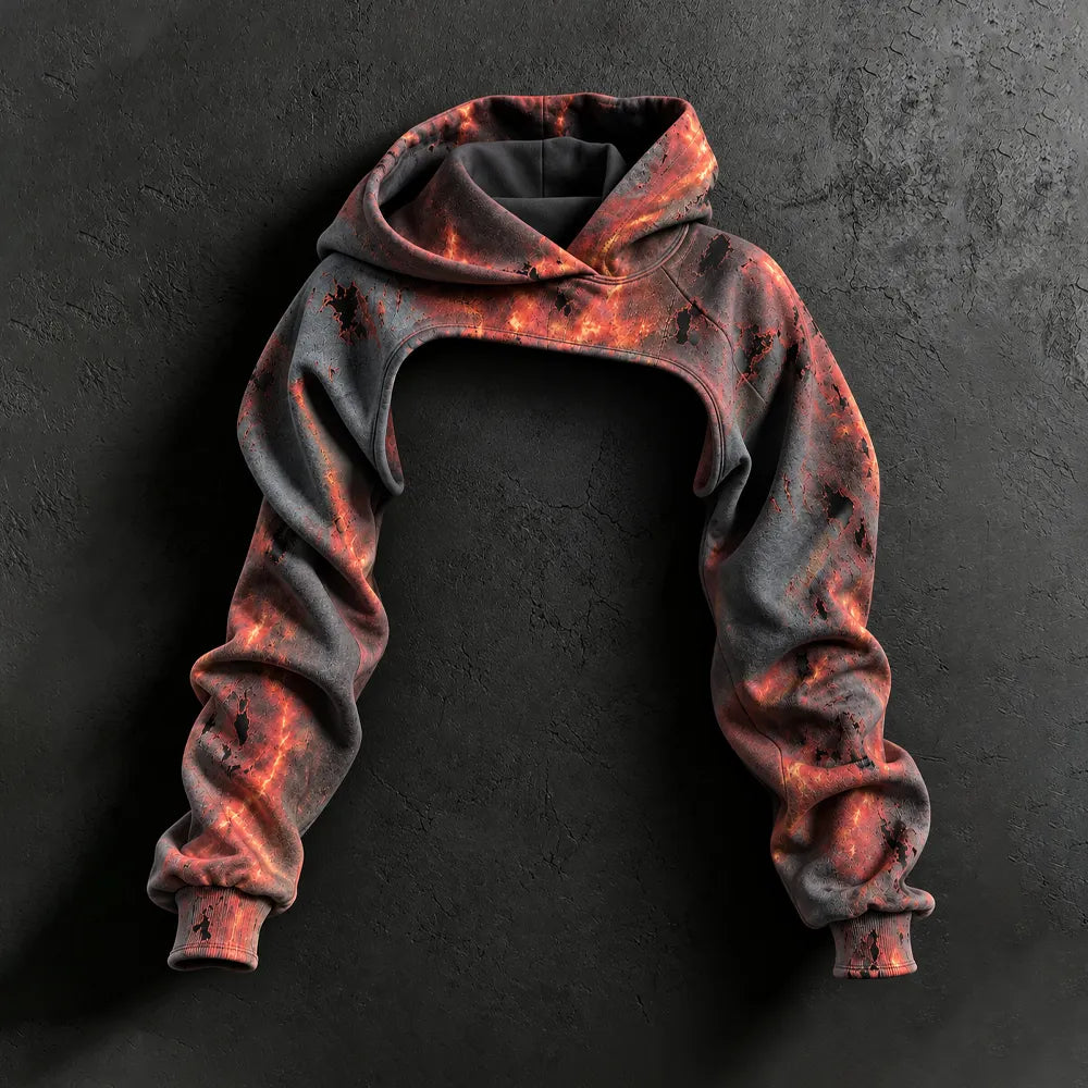 Women's Halloween Flame Burned Hole Print Hoodie Set, 2 Pieces