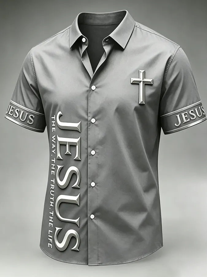 Men's Faith Cross Printed Casual Shirt