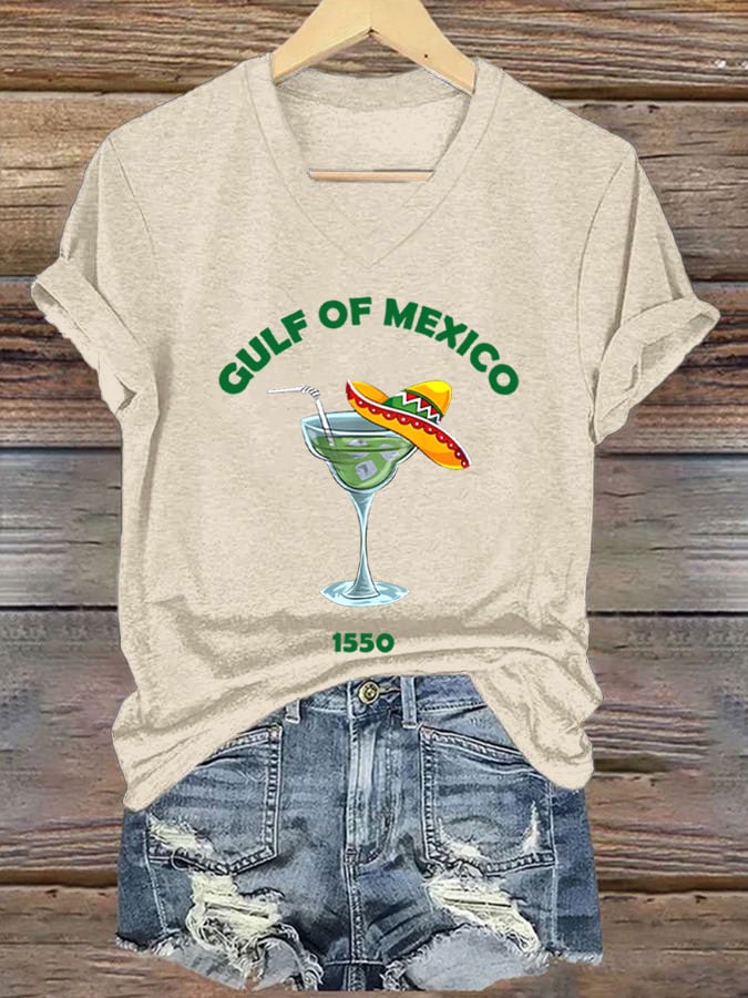 Women's Gulf of Mexico Print V-Neck T-Shirt