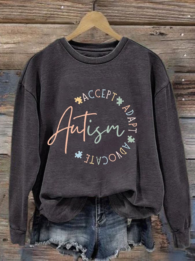 Women's Autism Awareness Printed Sweatshirt