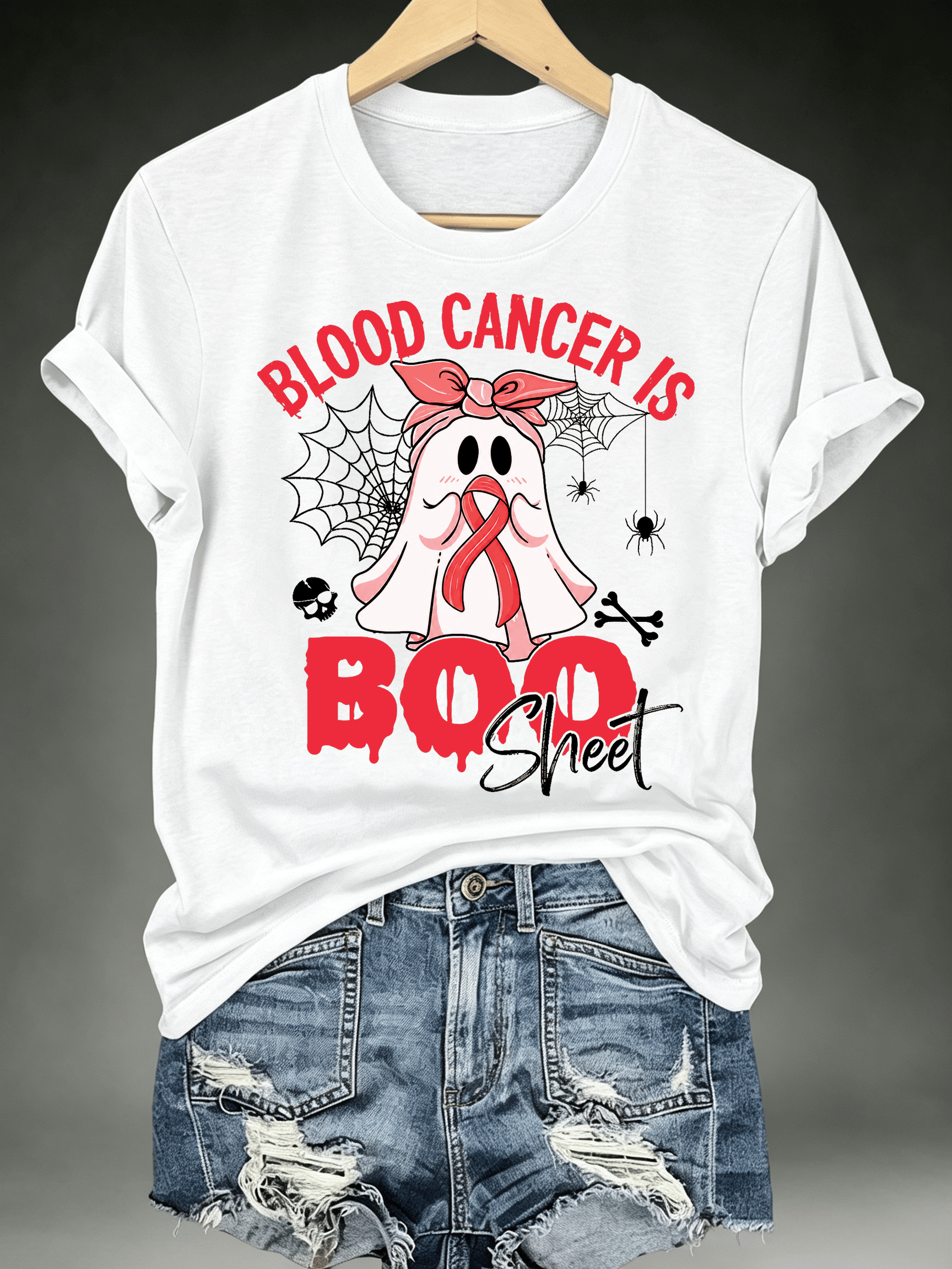 Women's BLOOD CANCER IS BOO SHEET Print T-Shirt