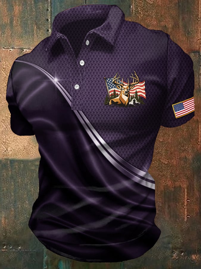 Patriotic American Deer Polo Shirt
