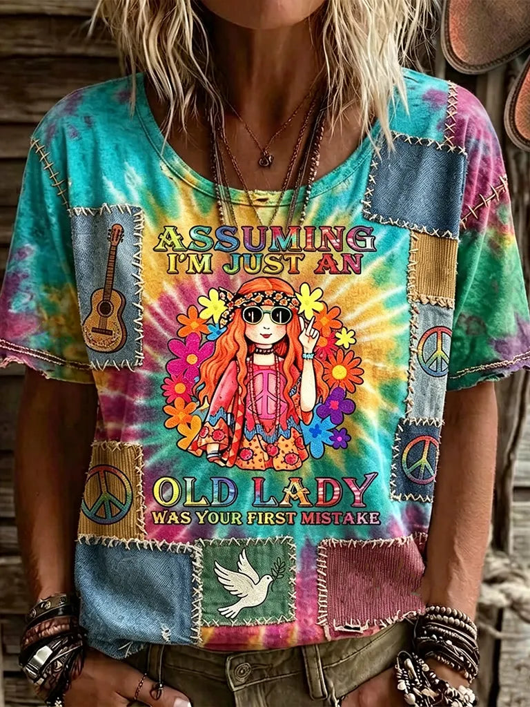 Assuming I'm Just An Old Lady Was Your First Mistake Tie-dye Pattern Women's T-shirt