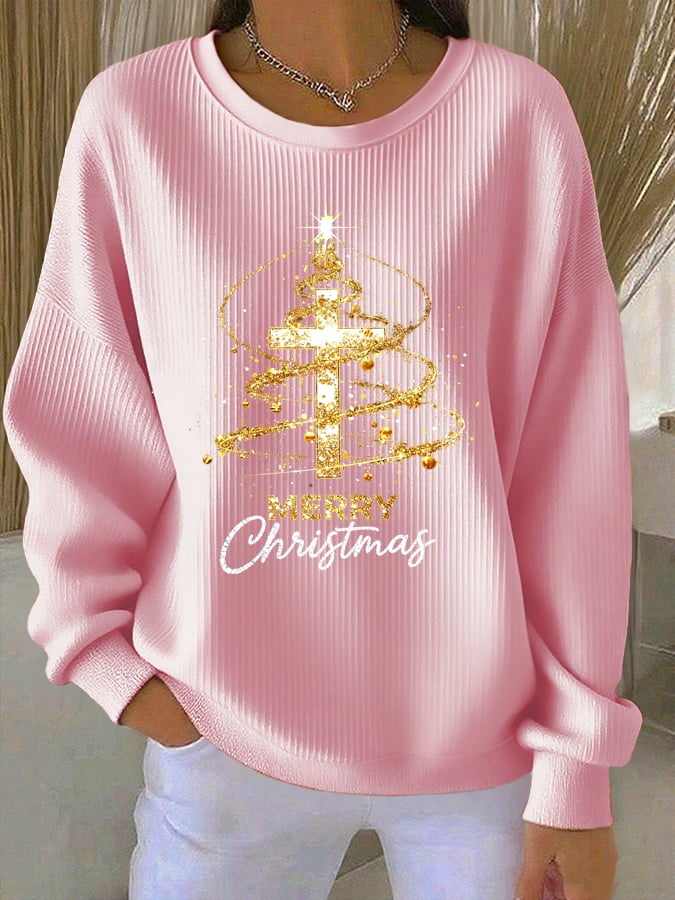 Women's  Christmas Faith Cross Print Casual Sweatshirt