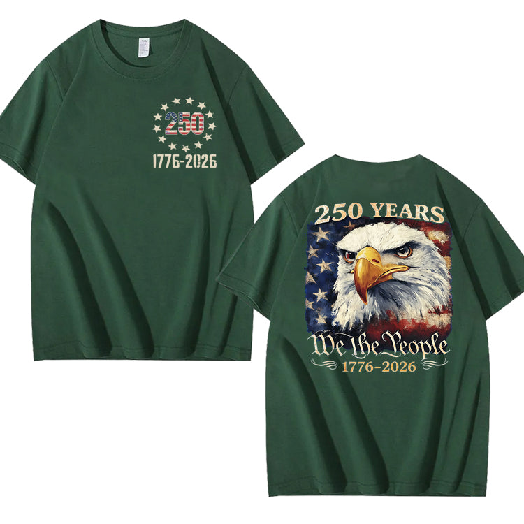 250 Years America Patriotic USA Flag 250th Anniversary 100% Cotton T-Shirt