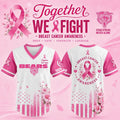 Breast Cancer Awareness Baseball Jersey, Pink Ribbon Cancer Support Edition, Bears Fan Gift - V-neck Short Sleeve Jersey