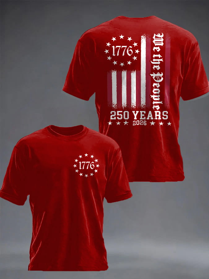 Men's Casual USA 250th Anniversary Printed Short-Sleeve T-Shirt