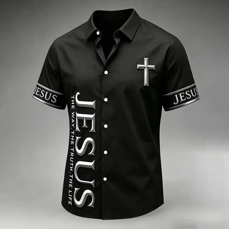 Men's Faith Cross Printed Casual Shirt