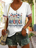 Women's 250 Years Of Freedom Flower Art Print  Top