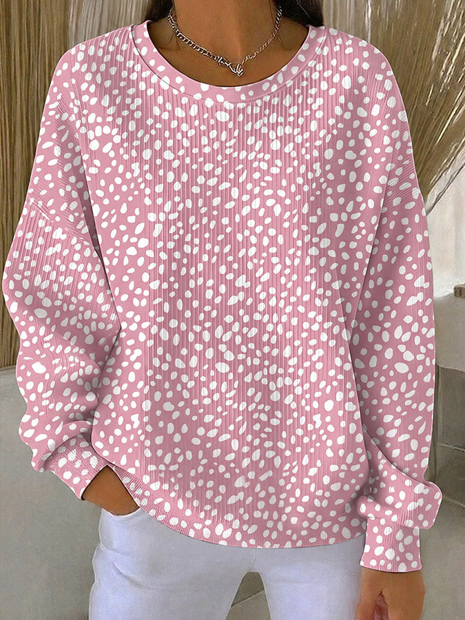 Women'S Breast Cancer Promotional Print Casual Waffle Sweatshirt