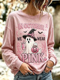 Women's Breast Cancer Halloween  Print Hoodie