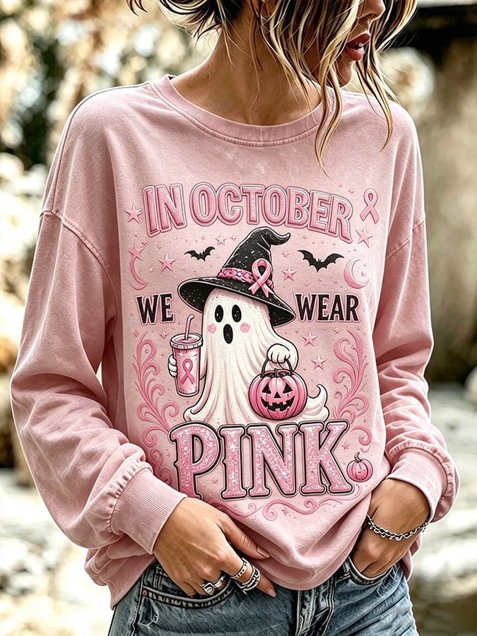 Women's Breast Cancer Halloween  Print Hoodie