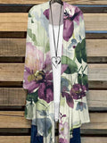 Women's Vintage Botanical Floral Design Printed Casual Cardigan
