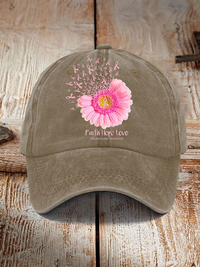 Daisy Faith Hope Love Breast Cancer Awareness Hat