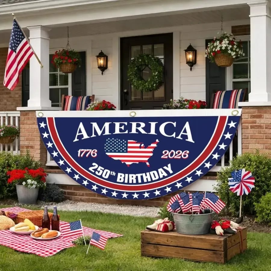 Flash Sale 60% OFF⭐Veteran Made - USA 250th Anniversary Flag Half Round Banner