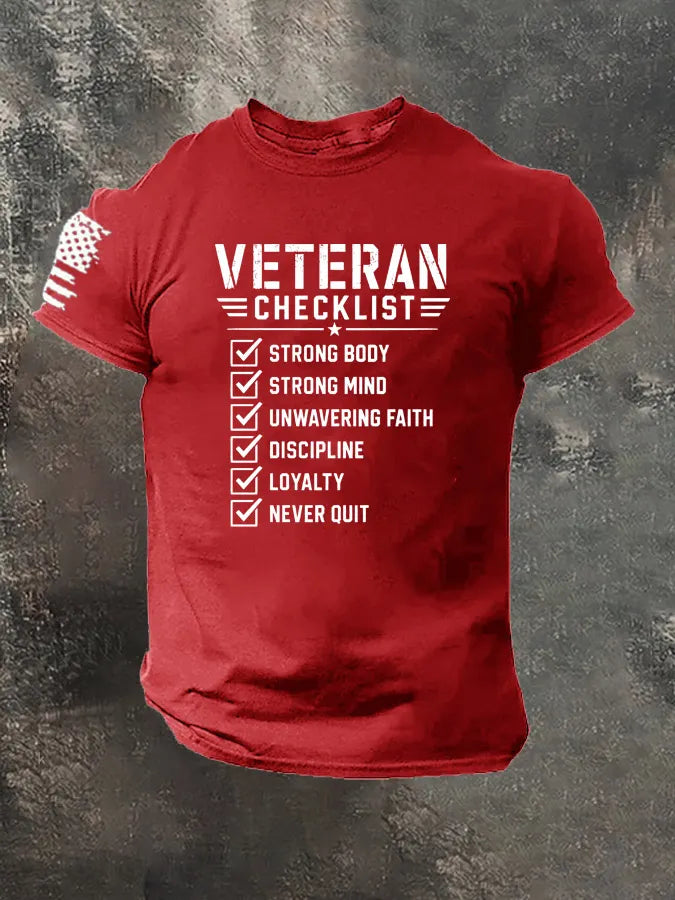 Veteran Checklist  Pattern 100% Cotton T-Shirt