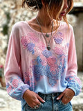 Women's Vintage Floral Breast Cancer Print Top