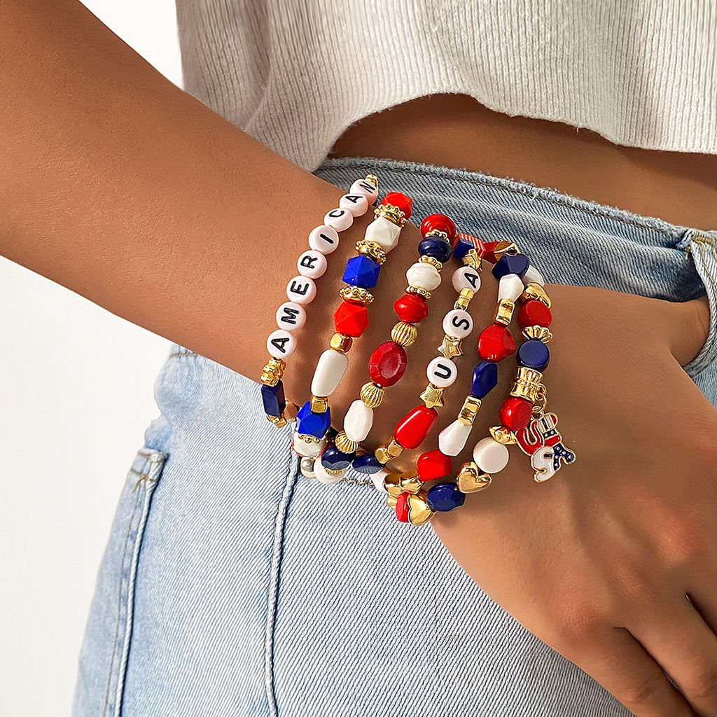 Independence Day Usa American Flag Bracelet