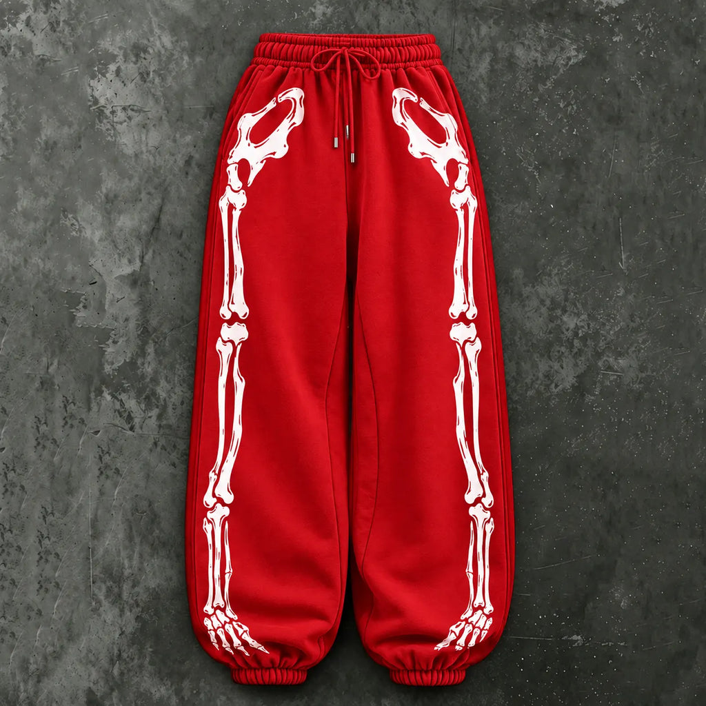 Women's Vintage Halloween Skull Outline Casual Sweatpants