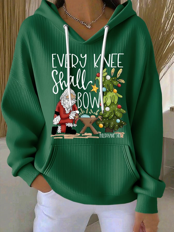 Women's Casual Christmas Nativity Print Long Sleeve Hooded Sweatshirt