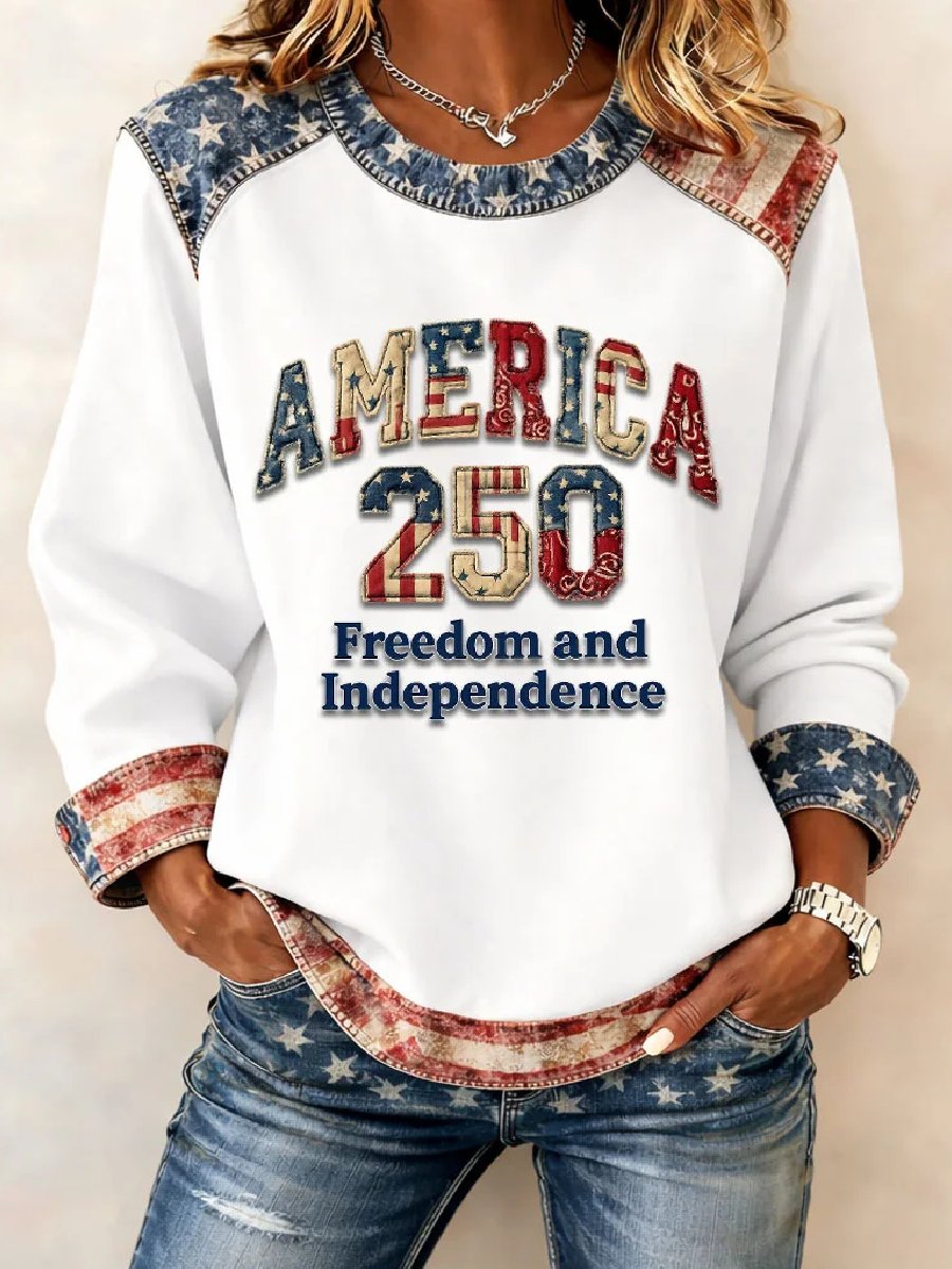 Women's casual hoodie with American 250th anniversary print