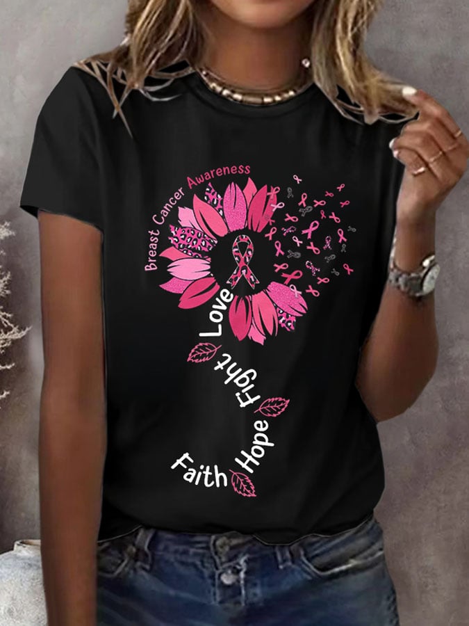 Women's Love Hope Fight Faith Print Shirt