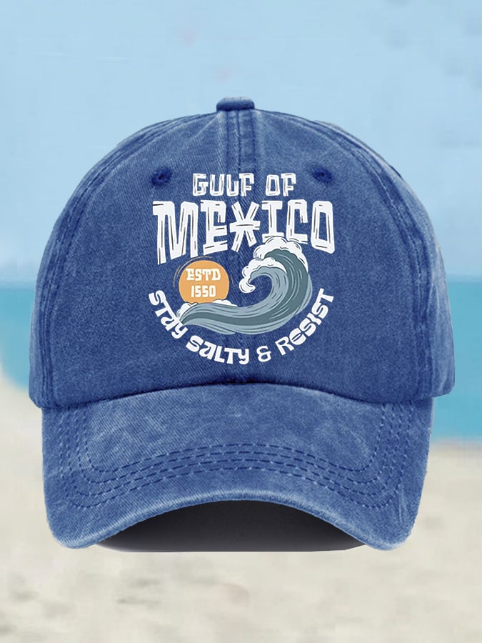 Retro Gulf Of Mexico Stay Salty And Resist Printed Baseball Cap