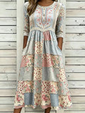 Women's Casual Breast Cancer Floral Print Short-Sleeve Dress