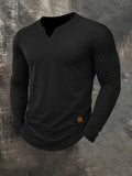 Men's Plain Casual V-Neck Long Sleeve T-Shirt