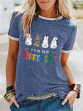 Autism Awareness Bunny It's Ok To Be Different Print Short-Sleeved T-Shirt