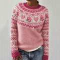Women's Breast Cancer Awareness Month Rose Heart Graphic Icelandic Sweater