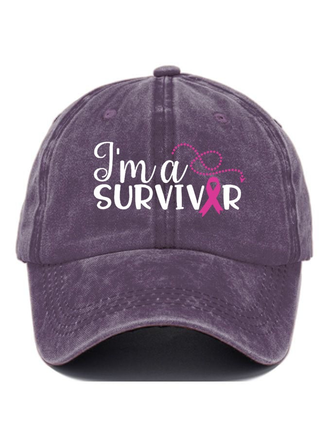 Unisex Breast Cancer Ribbon Survivor Print Cap