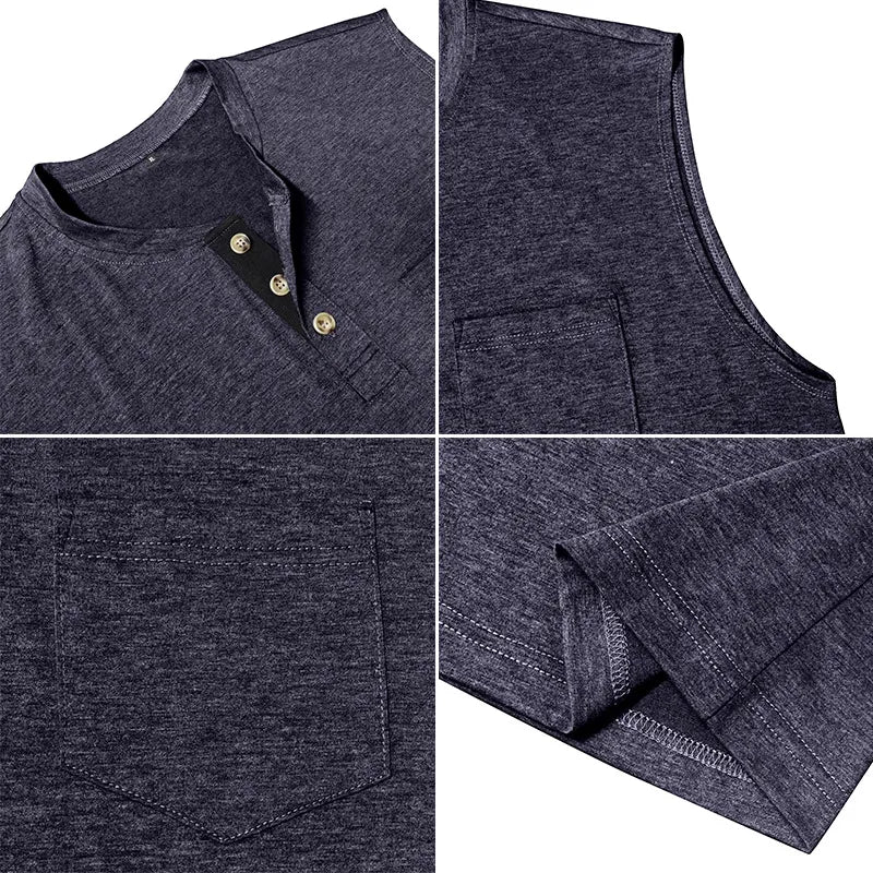 Men's Solid-Color Henley Vest