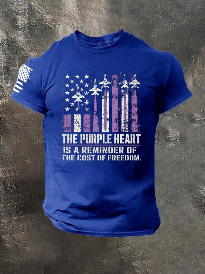 The Purple Heart Is A Reminder Of The Cost Of Freedom.Pattern 100% Cotton T-Shirt