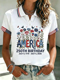Women's 250 Years Of Freedom Flower Art Print  T-shirt