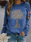Women's Tree of Life Autism Awareness Printed Sweatshirt