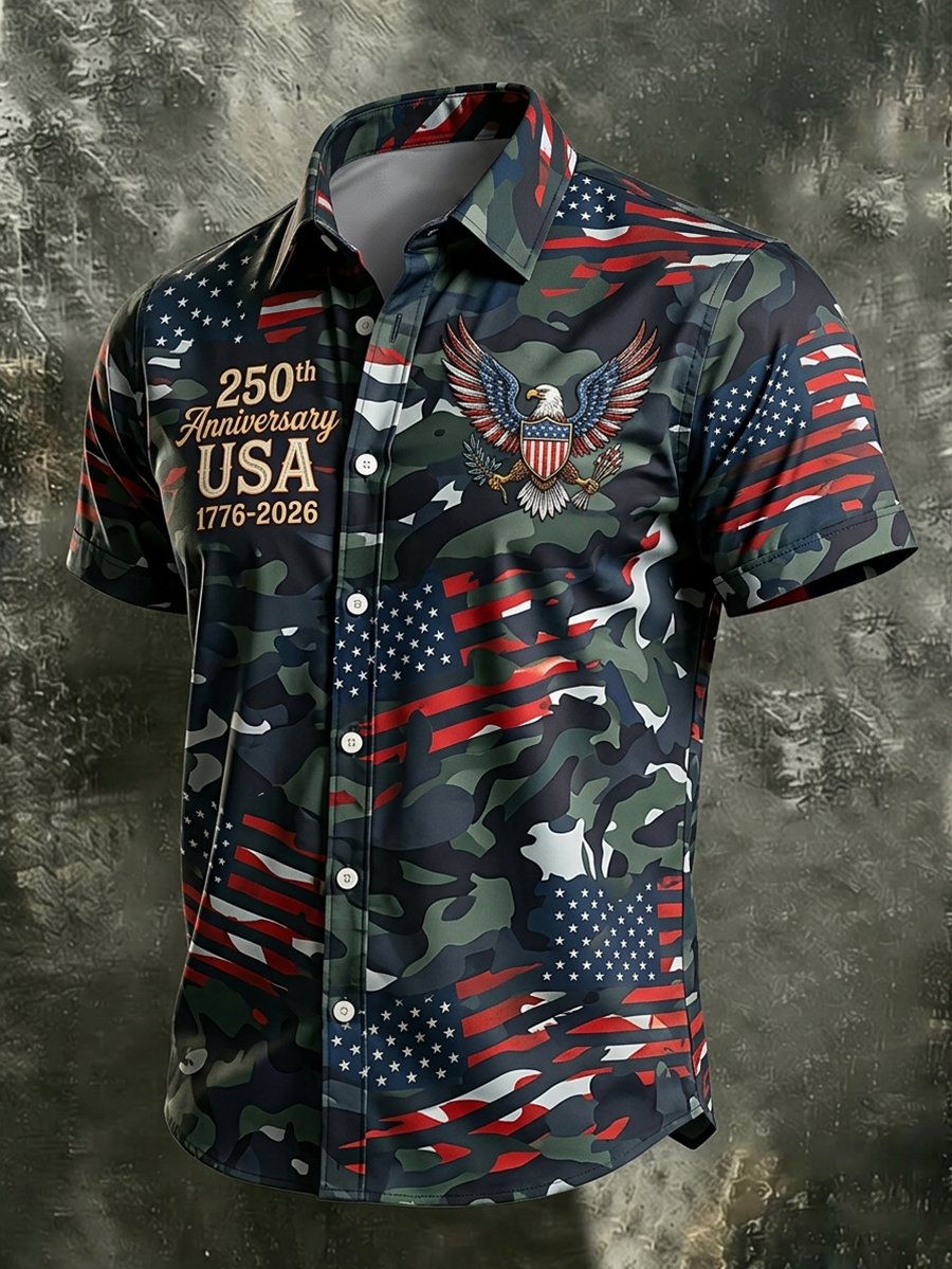 Men's U.S. 250th Anniversary Camo Print Short-Sleeve Shirt
