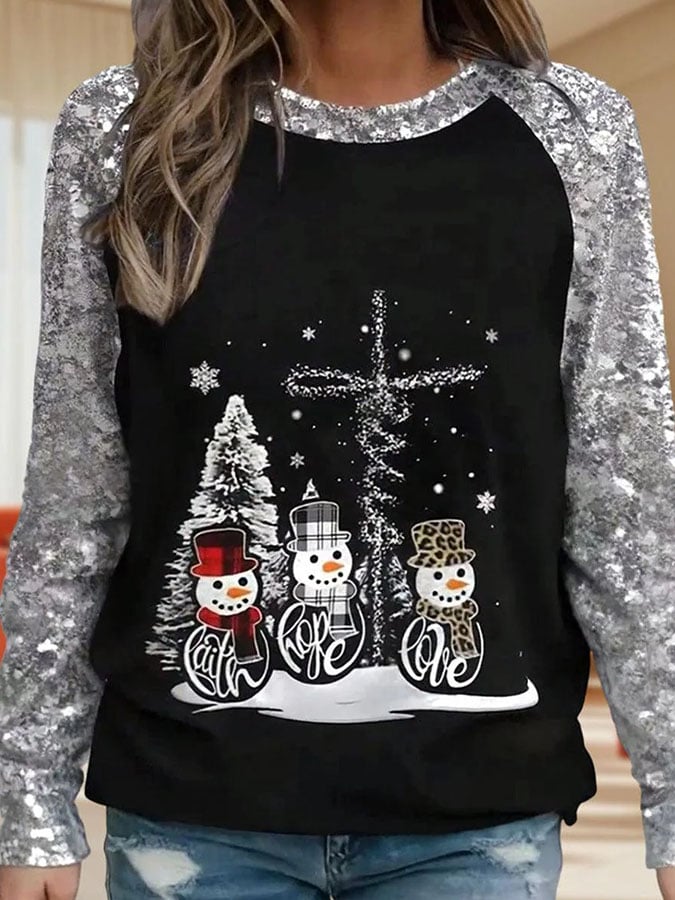 Women's Casual Christmas Print Long Sleeve Sweatshirt