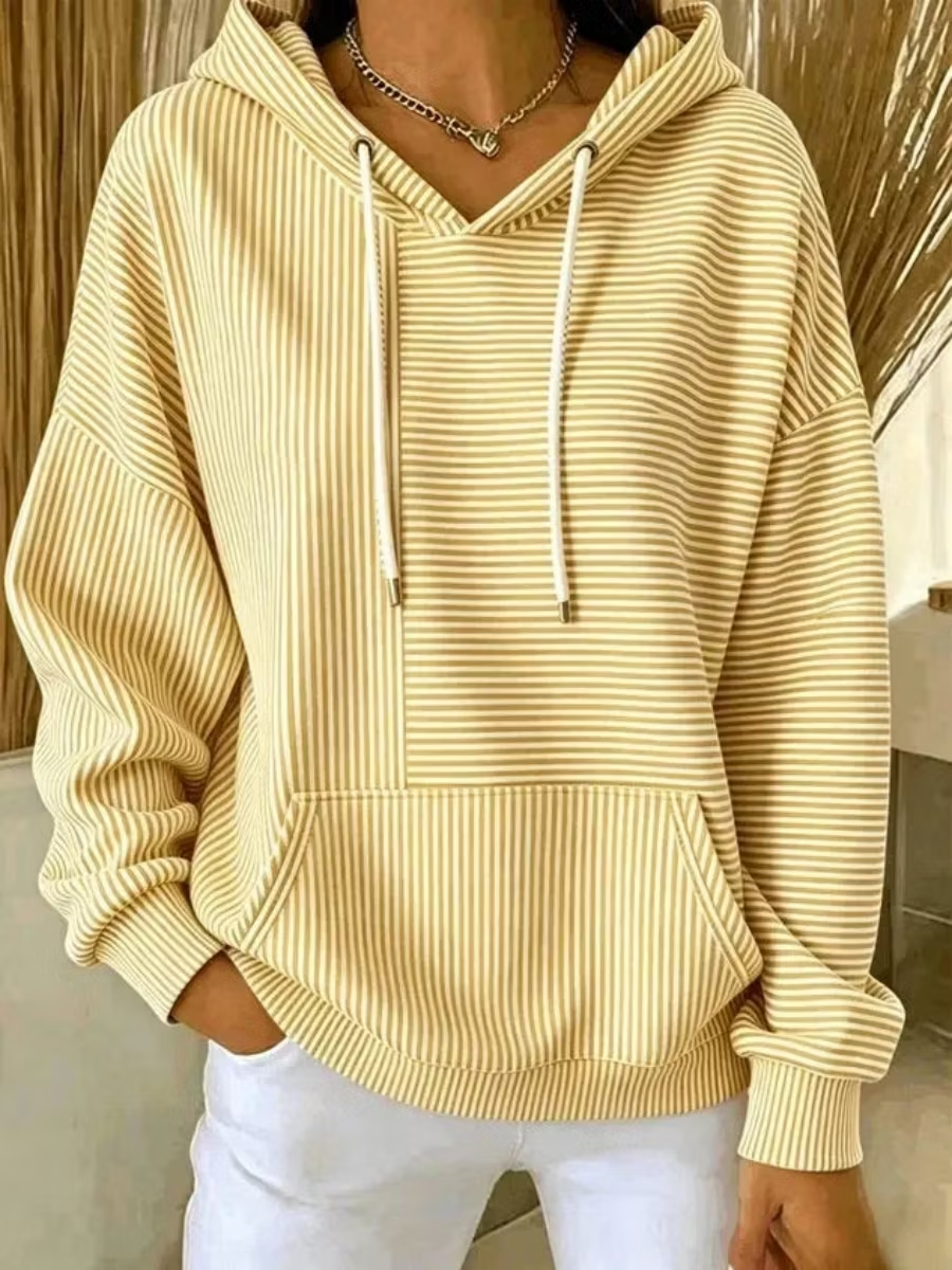 Women Striped Long Sleeve Casual Daily Spring/Fall Hoodie