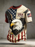 Men'S Casual Crew Neck Short-Sleeve T-Shirt With Usa 250th Anniversary Print