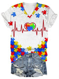 Women's Autism Casual Printed T-Shirt