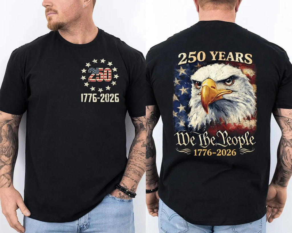 250 Years America Patriotic USA Flag 250th Anniversary 100% Cotton T-Shirt