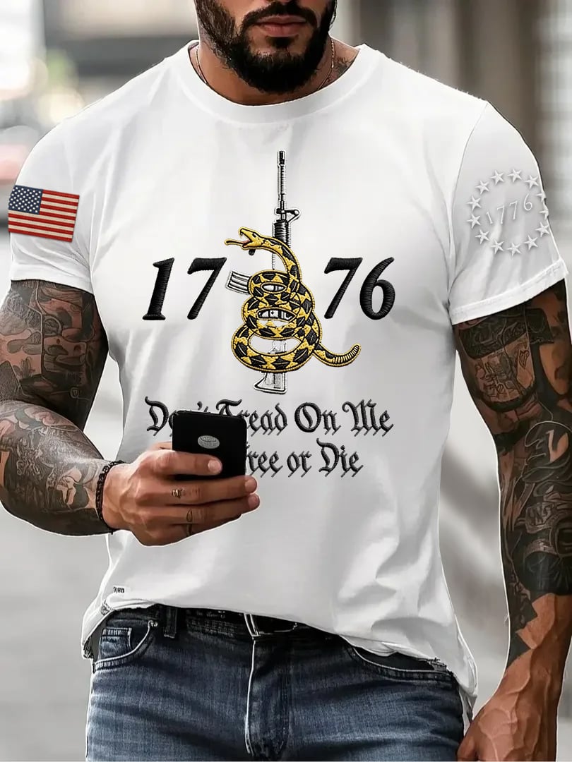 Men's "Don't Tread on Me" Printed Short-Sleeve T-Shirt