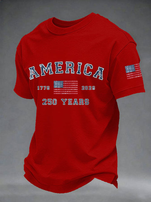 Men's American flag flowers Print T-shirt