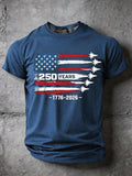 Men's 250 Years 1776 2026 Fighter Jets American Flag Patriotic 250th Anniversary Military Air Force Graphic T Shirt
