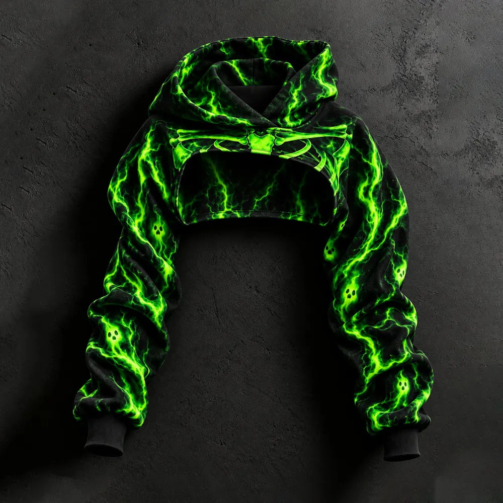 Women's Gothic Halloween Skull, Flame, Lightning, Ghost Print Sweatshirt And Jumpsuit Two-piece Set